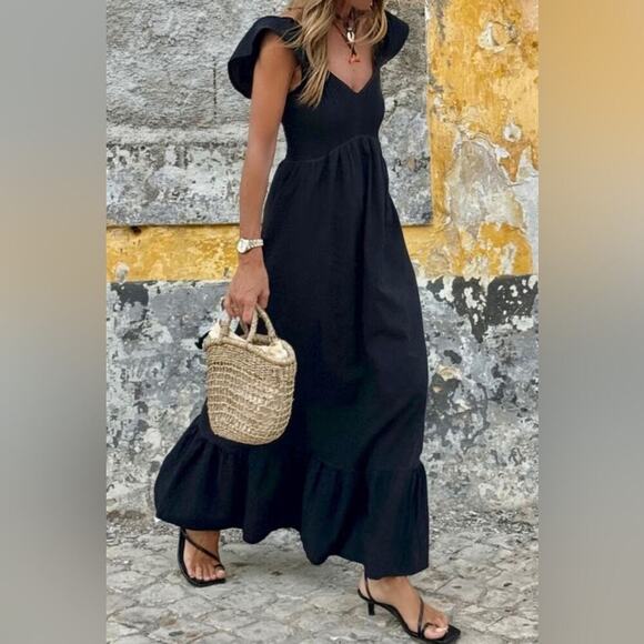 Dresses & Skirts - *NEW* Women’s Black Flutter/Ruffle Sleeve Maxi Boho Dress | Sizes S, M